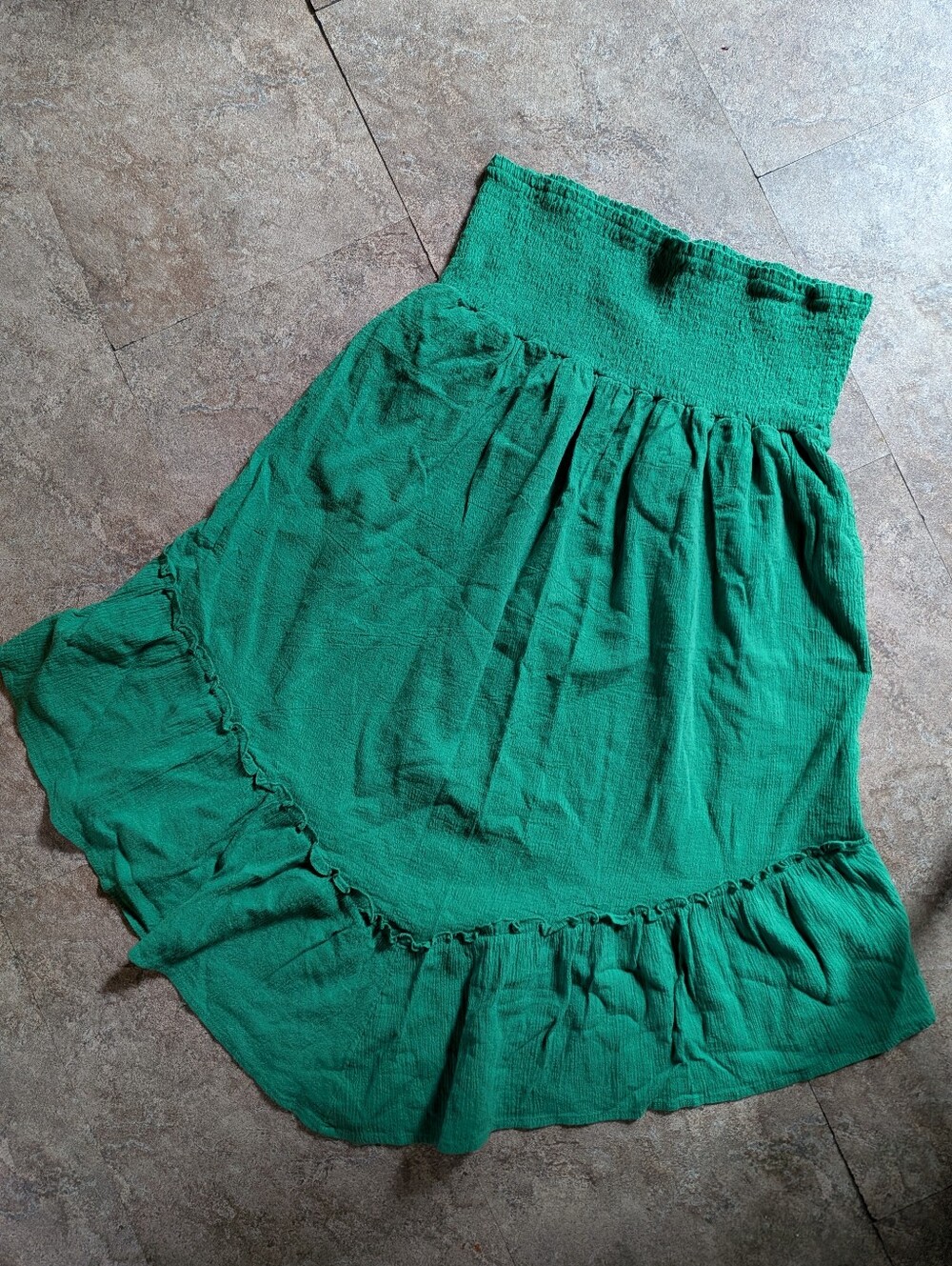 wild fable Green Smocked Waist Maxi Skirt with Ruffle Hem